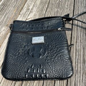 Marc Fisher Black Croc-Embossed Crossbody Bag